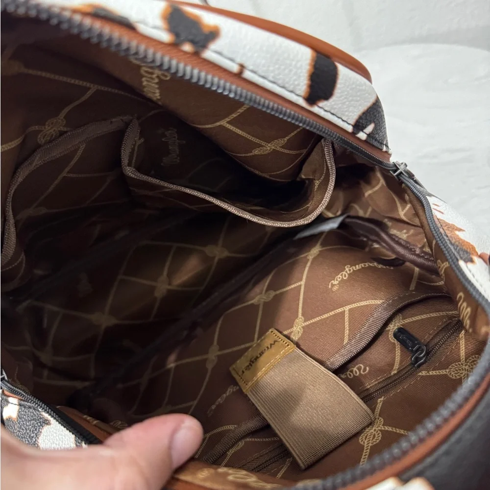 Wrangler Cow Print Backpack With Coin Pouch - Brown NWT